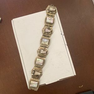 Vintage Sterling Silver Abalone Bracelet